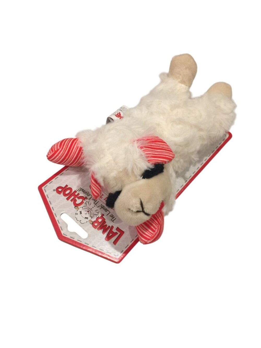 Lamb Chop Plush Squeak 7" Dog Toy Striped Ears & Front Paws